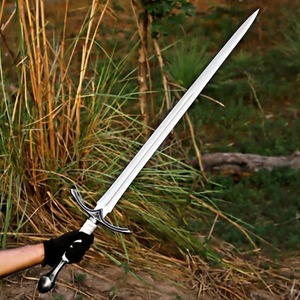 Espada larga medieval de acero al carbono forjada a mano – Espada de caballero con funda - Product Image 3