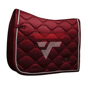 Almohadilla de Silla de Montar Acolchada de Satén Negro Elegante Personalizada con Borde Bronceado, Colchoneta de Equitación Resistente a Impactos para Doma Clásica - Product Image 5