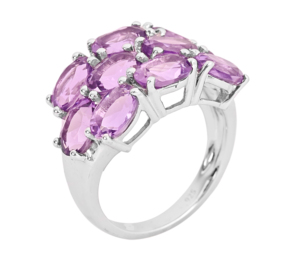 Anillo de Lujo de Plata de Ley 925 con Baño de Rodio y Amatista Rosa en Forma Ovalada para Mujer - Product Image 2