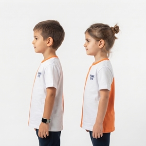 T-shirts décontractés unisexe pour enfants, à col rond, à manches courtes, bicolores, style color block, pour garçons et filles, mode décontractée, vente en gros - Product Image 4