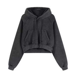European and American Style Solid Color <b>pink</b> Velvet Pullover Hoodie Long Women's Loose Crop Top Hoodie <b>Sweatshirts</b> - Product Image 5