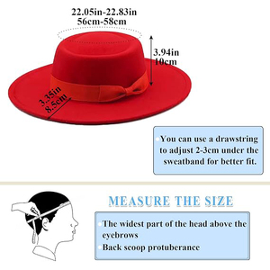 <b>Red</b> Wide Brim Fedora Hat 100% Wool Unisex European Style Accessory with Ribbon <b>Bow</b> Spring Autumn Casual Wear - Product Image 5