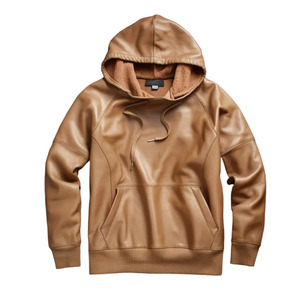 Sudadera con Capucha de Punto Sólido Estilo Gótico Vintage de Cuero Negro para Hombre, Sudadera con Capucha Extra Grande, con Bolsillo Delantero, Ropa Casual de Invierno - Product Image 1