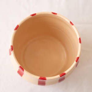 Hand Glazed Ceramic Utensil Holder <b>Red</b> Stripe Pattern Chip Resistant Finish Heat Safe Durable <b>Kitchen</b> Counter Storage Organizer - Product Image 2