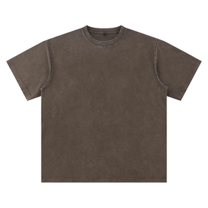 เสื้อยืดผู้ชายไซส์ใหญ่ สีน้ำตาล ผ้าฝ้าย สีพื้น ลุคสบายๆ แขนสั้น คอกลม ย้อมสีเรียบๆ สำหรับฤดูร้อน - Product Image 1