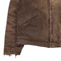 Veste en toile vintage délavée pour homme, style streetwear personnalisé, fermeture éclair, veste de travail en toile épaisse, vestes en jean pour homme