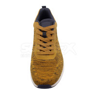 Baskets basses confortables en maille respirante jaunes toutes saisons avec semelle blanche et nœud