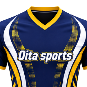Ensemble Maillot et Short de Volleyball Jaune Bleu Marine à Manches Courtes Sublimé – Tenue Professionnelle pour Équipes Sportives et Entraînement - Product Image 4