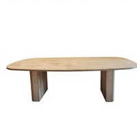 Mesa de Comedor Moderna Nórdica de Madera Maciza con Tapa de Mármol, Diseño Ovalado ATELIER, MANGALAM ART EXPORT, Ecológica, Duradera, Fácil de Limpiar