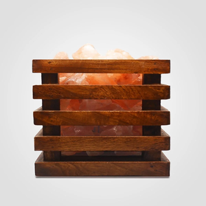 Purificador de Aire Natural, Ionizador, Lámpara de Sal del Himalaya con Cesta de Madera - Lámpara de Mesa de Sal Rosa Orgánica, Decoración Eléctrica para el Hogar, Curativa - Product Image 1