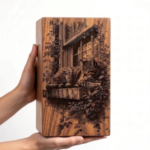 Personalized Wooden <b>Cat</b> <b>Urn</b> Laser Engraved Pet Memorial Box <b>Cat</b> Ashes Keepsake personalized wooden <b>cat</b> <b>urn</b> wooden <b>cat</b> <b>urn</b> <b>cat</b> - Product Image 4