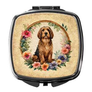 Otterhound Flowers Miroir de maquillage de voyage compact Miroir décoratif de poche pliant pour femmes et filles Cadeau - Product Image 1