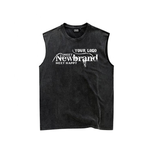 Camisetas sin mangas oversize con cuello redondo y estampado vintage, estilo urbano, para gimnasio, personalizadas, con descuento por volumen - Product Image 1