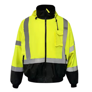 <b>Mens</b> High Visibility Safety Workwear Bomber <b>Jacket</b> Protective <b>Reflective</b> Hi-Vis Outdoor Work <b>Jacket</b> - Product Image 1