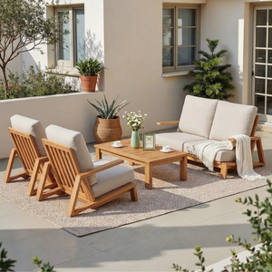 <b>Outdoor</b> Teak Wood Patio <b>Sofa</b> Set 8 Piece Rope Weave Garden Conversation Furniture for Villa Resort Backyard - Product Image 1