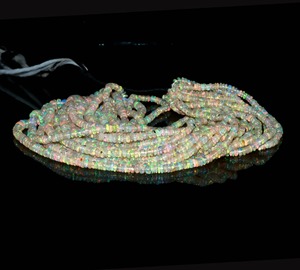 Perles d'opale éthiopienne naturelle 3-3,5 mm, lisses, en forme de rondelle, brin d'opale éthiopienne AAA+ blanc feu Welo, 16 pouces - Product Image 4