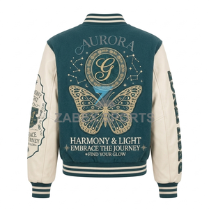 OEM ODM Premium <b>Men's</b> Regular Applique Varsity <b>Jacket</b> Custom <b>Letter</b> Pattern Eco-Friendly Windproof Streetwear Outerwear - Product Image 2