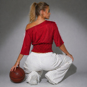 Slim Fit Women's American Football Jersey Ruched Style <b>Mesh</b> Crop <b>Top</b> Half Sleeve Custom Teamwear Bulk Order - Product Image 2