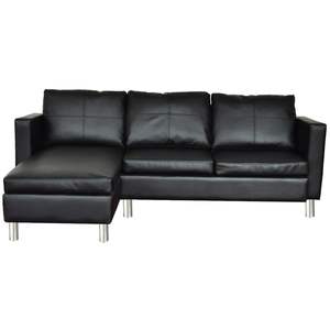 Sofá Seccional de cuero negro de 3 plazas para sala de estar - Product Image 3
