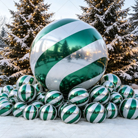 Boule miroir gonflable en PVC, grande sphère brillante à rayures colorées, ballon miroir pour événements extérieurs, fêtes de jardin, décorations de Noël suspendues