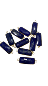 Coszcalt Exports Lapis Lazuli Double Bail Bar Connector Vintage Gold-Plated Sterling <b>Silver</b> Bezel Setting <b>Charm</b> Pendant Party - Product Image 6