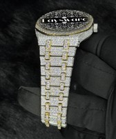 Montre mécanique de luxe sophistiquée 41 mm ronde en acier inoxydable avec moissanite, cadran analogique sport en verre, style affaires et hip-hop