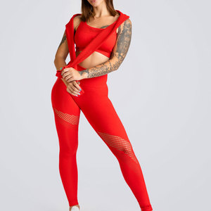 Top Premium Quality Custom Logo Women Active Wear 3 Piece Yoga Leggings And Tops Fitness 3 Piece Yoga Set - Product Image 5