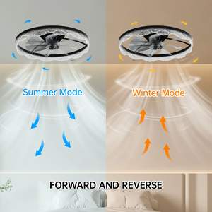 Ventilador de Techo LED Moderno de 24 Pulgadas con Luz, Montaje Empotrado, Anillo Acrílico, Aspas Ocultas, Control Remoto, Regulable, Elegante para Hogares - Product Image 4