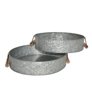 Plateau de service ovale en métal galvanisé style ferme avec poignées pour la décoration intérieure et l'utilisation en intérieur/extérieur au meilleur prix - Product Image 5