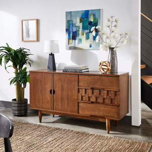 Modern Wooden <b>Sideboard</b> Cabinet Solid Wood <b>Storage</b> Cabinet Buffet Drawer Door Living Room Furniture - Product Image 5