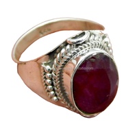 Anillo de Plata de Ley 925 con Gema de Rubí Teñido Joyería Anillos de Boda Regalo para Ella Proveedores al por Mayor