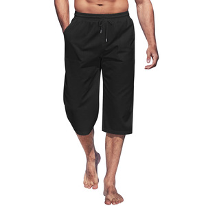 Pantalon Capri en Toile pour Homme de Haute Qualité, Style Vintage, Léger, avec Cordon de Serrage, Taille Élastique, Imperméable, pour la Plage, avec Poches - Product Image 3