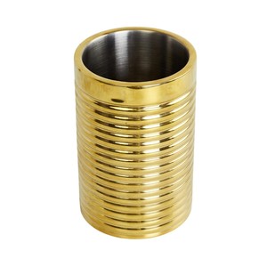 Luxury Gold Ribbed Stainless Steel Wine Chiller Double Wall Insulated Champagne Bucket Ice Cooler For Home <b>Bar</b> And Parties - Product Image 1