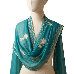 Women Chiffon Floral Embroidered Shawl Lightweight Breathable Ethnic Scarf Daily Wear Wrap Hijab Style Fashion - Product Image 1