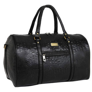 Sac de voyage en cuir léger noir pour homme et femme, texture crocodile, grande capacité, sac de week-end pour vêtements - Product Image 1