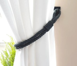 Dark Grey Cotton <b>Curtain</b> Holdback – Handmade Rope Tieback – Elegant Window Decor - Product Image 2