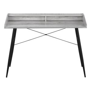 Scrivania Moderna Contemporanea da 48 Pollici per Ufficio Domestico con Ripiani Portaoggetti, Laminato Grigio e Metallo Nero per Lavoro con Laptop - Product Image 6