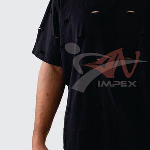 Camiseta holgada para hombre con efecto desgastado, nueva llegada, a la moda, con hombros caídos, estilo vintage, 100% algodón, camiseta para hombre con efecto desgastado. - Product Image 4