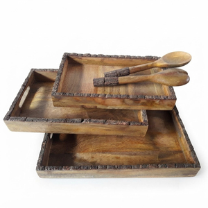 Plateau de service rond en bois écologique vintage, plateau en bois pour steak avec réservoir de jus, vente en gros pour restaurants et usage domestique - Product Image 5