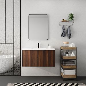 Mobile Bagno Moderno da 36 Pollici con Ante a Chiusura Ammortizzata, Montaggio a Parete e Lavabo, Design a 2 Ante 00636CAW (Imballaggio KD) - Product Image 2