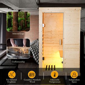 Pelo de sauna infrarrojo lejano de abeto para una sola persona para uso doméstico Experiencia cómoda y relajante - Product Image 2