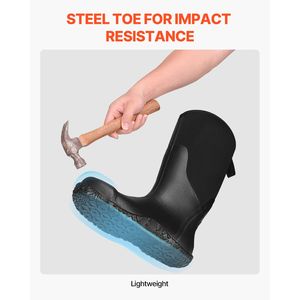 Chaussures de travail légères imperméables antidérapantes pour hommes - Bottes en caoutchouc à embout d'acier pour la pêche en plein air et les activités par temps de pluie - Product Image 3
