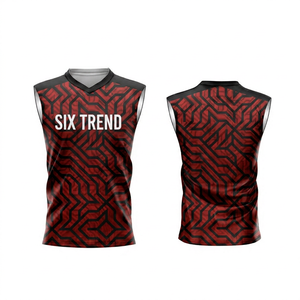 Camiseta sin Mangas Deportiva para Hombre, Cuello Redondo, Estampado Digital, Transpirable, de Secado Rápido, Ecológica, de Poliéster/Algodón, Marca Six Trend - Product Image 3