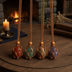 Pendentif en macramé en bois fait main, style classique, charme solitaire, HARI OM CREATIONS, certifié HOC IGI, cadeau d'anniversaire, bijoux - Product Image 3
