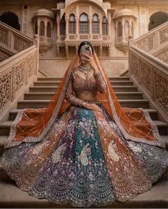Lehenga Choli Set With Dupatta Silk Embroidered Floor-Length Traditional Indian Wedding Dress For Women - Product Image 1