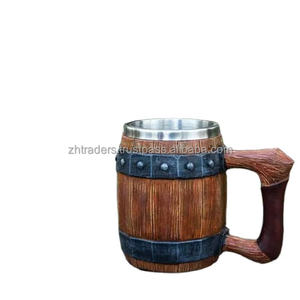 Stylish Viking Beer Mug <b>Wooden</b> Handmade Retro Brown Cup Oak Beer <b>Tankard</b> Wood Carving Beer Mug at Wholesale - Product Image 6
