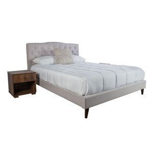 Letto Imbottito King Size con 2 Comodini, Elegante Set di Mobili Imbottiti - Product Image 2