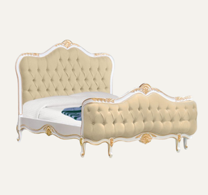 Cama King Size Tapizada de Lujo Estilo Europeo, Cabecera Acolchada de Madera de Caoba, Muebles de Dormitorio - Product Image 1