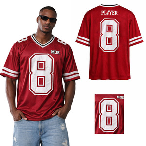 Maillot de football américain rétro rouge personnalisé pour homme, coupe oversize, en mesh respirant, uniforme d'équipe, numéro personnalisé, maillot d'entraînement pour joueur - Product Image 2