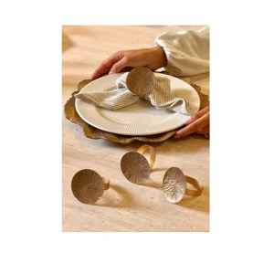 Elegant Gold Sunburst Napkin <b>Rings</b> Set For Modern Dining Table Decor <b>Large</b> Round Textured Brass Napkin Holder - Product Image 1